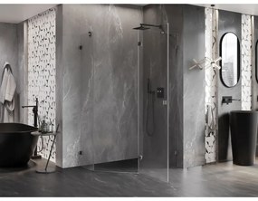 Mexen Lunar, pravý výklopný päťuholníkový sprchový kút 100 x 80 cm, 8mm číre sklo, profil grafit brúsený, 831-100P-080L-66-00-P