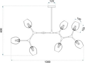 Toolight Toolight, stropné svietidlo Spider 7xE27, zlatá, OSW-08556
