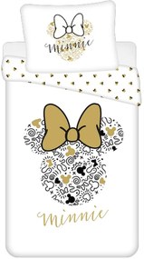 Bavlnené posteľné obliečky Minnie Mouse so zlatou potlačou - 100% bavlna - 70 x 90 cm + 140 x 200 cm
