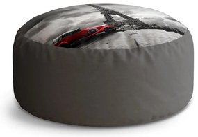 Taburet Circle Eiffel Tower s červeným autom, sivá