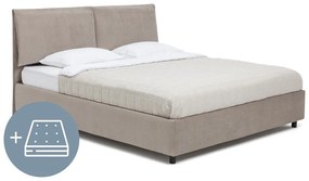 Čalúnená dvojlôžková posteľ taupe s úložným priestorom s matracom/s roštom 160x200 cm Myra Pillow – Bonami Selection