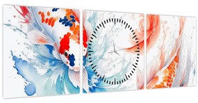 Obraz - Ryby (s hodinami) (90x30 cm)