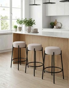 Barová stolička s opierkou na nohy Holly, čalúnená – béžová