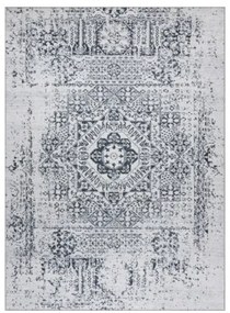 Koberec protišmykový ANDRE 1072 Rozeta, vintage - biely / čierny