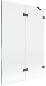 Mexen Lunar, 2-krídlová vaňová zástena pravá 120 x 150 cm, číre sklo, grafitová, 897-120-100-66-00-P