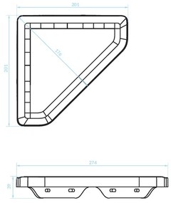 Kuchinox APO, nástenná rohová polička 201x201x39 mm, biela matná, LAV-AKA_603T