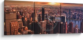 Obraz - Pohľad na metropole (s hodinami) (90x30 cm)