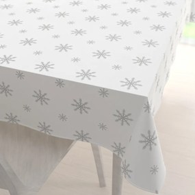 Biante Teflónový obdĺžnikový obrus TF-101 Vianočné sivé vločky na bielom 140x180 cm
