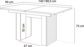 ROZKLÁDACÍ JEDÁLENSKÝ STÔL CELESTINO DUB + KAŠMÍR 140 - 180 cm