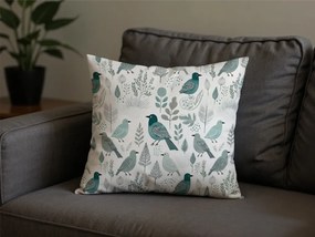 Bavlnená obliečka na vankúš LEAFBIRD POLY 45x45 cm, bielo-zelená