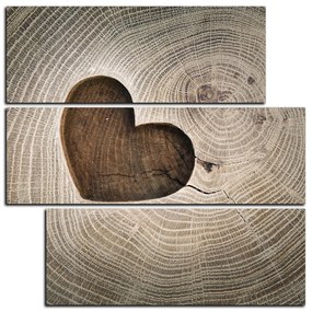 Obraz na plátne - Srdce na drevenom pozadí - štvorec 3207D (105x105 cm)