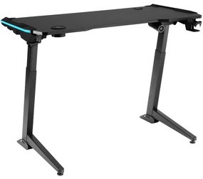 tectake 404317 elektricky výškovo nastaviteľný herný stôl hemingway 130x 67,2x 72-121cm - čierna