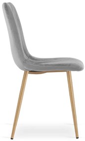 Set štyroch jedálenských stoličiek LAVA zamatové, svetlosivé / hnedé nohy (4 ks)