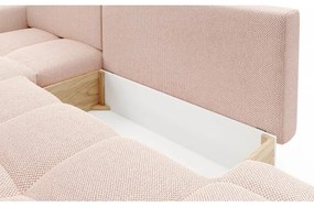 Rozkladacia rohová čalúnená sedacia súprava ALMADA v tvare L s úložným priestorom, ľavé prevedenie, ružová