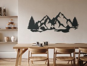 drevko Obraz Hory a stromy Rozmer obrazu: 26 x 65 cm, Farba dekorácie: Čierna