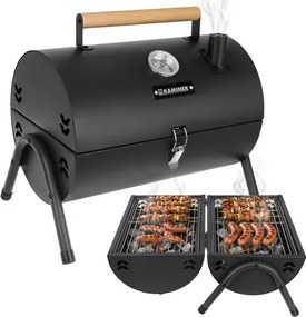 Turistický gril na drevené uhlie s poklopom