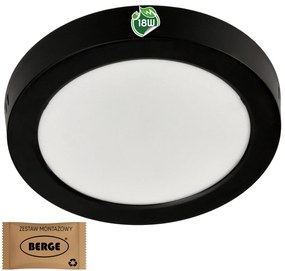 BERGE Okrúhly LED panel prisadený - čierny - 18W - PC - neutrálna biela