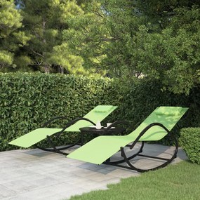 vidaXL Hojdacie záhradné ležadlá 2 ks zelené oceľ a textilén