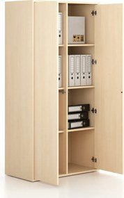 Kancelárska skriňa FRAME, 2x dvere, 872 x 450 x 1735 mm, PUSH-lock, breza