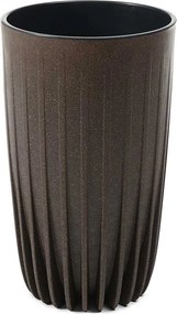 PLASTOVÝ KVETINÁČ STRIPPED ECO SADA 2KS 42X25 CM+ 51X30 CM TMAVOHNEDÁ