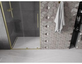 Mexen Velar L, posuvné sprchové dvere do otvoru 90 cm, 8mm číre sklo, zlatá matná, 871-090-003-01-55