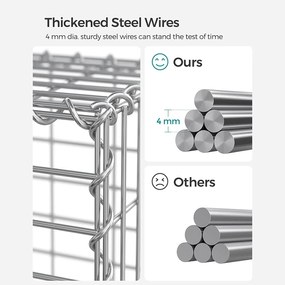 Gabiónový kôš, sieťovina na kamene, strieborná farba