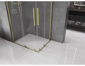 Mexen Velar Duo, sprchový kút s posuvnými dverami 90(dvere) x 80(dvere) cm, 8mm číre sklo, zlatý matný profil, 871-090-080-02-55