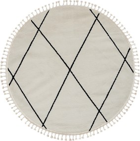 My Flair, Kusový koberec Moroccan Charm weiß kruh, 190x190 (průměr) kruh, čiernobiela, obývacia izba