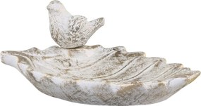 Bielo - zlaté antik cementové krmítko pre vtáčiky Vittel - 22*14*9cm