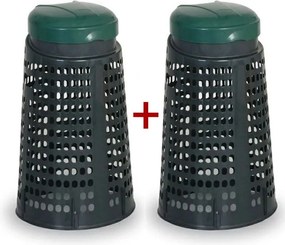 Odpadkový kôš plastový na vrecia 120 L - 1+1 ZADARMO tmavozelená