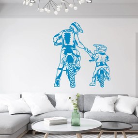 Veselá Stena Samolepka na stenu na stenu Motokros otec a syn Farba: modrá, Veľkosť: 80 x 70 cm