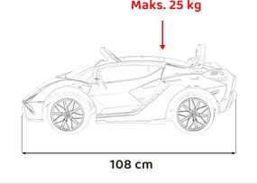 Ramiz Lamborghini SIAN batéria pre deti biela + diaľkové ovládanie + EVA + pomalý štart + zvuková LED dióda