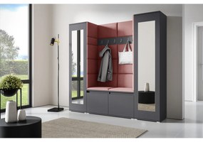 Predsieňová stena AMI 31 So zrkadlom Grafit Tmavo ružová