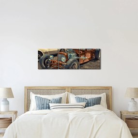 Obraz hnedého auta (s hodinami) (90x30 cm)
