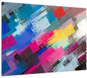 Sklenený obraz - Farebné ťahy štetcom (70x50 cm)