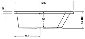 Duravit Paiova - Vaňa na zabudovanie 1700x1000 mm, biela 700213000000000