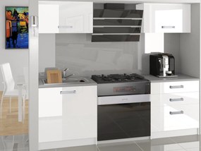 Kuchynská linka Belini 120 cm biely lesk s pracovnou doskou Vulcano   INF VULCANO/3/WT/W/0/D