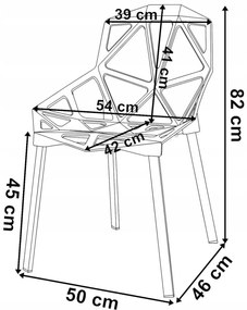 Moderná prelamovaná stolička GOVECTOR čierna sadá štyroch kusov
