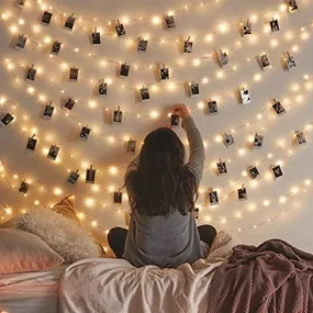 ACA Lighting LED dekoračná girlanda - Kolíčky s vianočnými motívmi, teplá biela farba, 3xAA, 180 cm