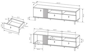 TV stolík/skrinka Madeira 165 (dub artisan + čierny antracit). Vlastná spoľahlivá doprava až k Vám domov. 1071362