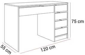 PISACÍ STÔL ORLANDO BIELY MATNÝ