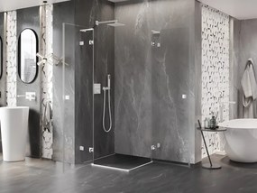 Mexen Lunar, L Duo výklopný sprchový kút 110 x 110 cm, 8mm číre sklo, biely profil, 834L-110L-110P-20-00
