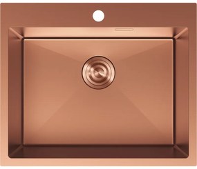 Mexen Solix, 1-komorový nerezový drez 600 x 500 mm, brúsená meď, 6408601000-65