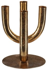 Kovový svietnik 4 ramen. na kónické sviečky, zlatá, 14 x 14 x 18 cm