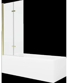Mexen Cubik obdĺžniková vaňa 150 x 70 cm s obkladom a 2-krídlovou zástenou 80 cm, Transparentné, Zlatá - 550315070X9208025000