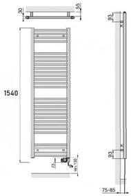 ZEHNDER AURA - elektrický radiátor 1540 x 600 mm s vykurovacou tyčou 1000W RAL 9016 biela lesklá, PBEZ-150-60/MQ