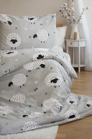 Polybavlnené obliečky na 2 postele SHEEPS, béžové Rozmer obliečky: 2 ks 70 x 90 cm | 2 ks 140 x 200 cm
