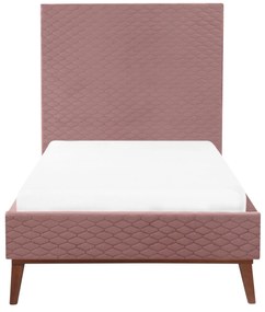 Zamatová posteľ 90 x 200 cm ružová BAYONNE Beliani