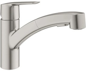 GROHE Start páková drezová batéria s vyťažiteľnou sprškou s prepínaním, 2jet, výška výtoku 139 mm, Supersteel, 30531DC1