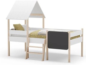 Biela domčeková vyvýšená detská posteľ z borovicového dreva 90x190 cm Mint – Marckeric